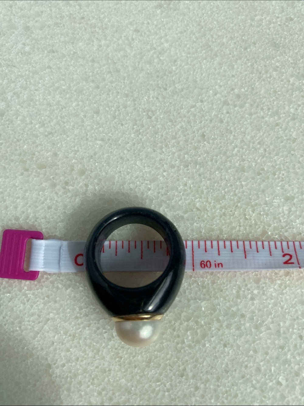 Solid Black Onyx, 10k Gold & Pearl Ring - Picture 9 of 9